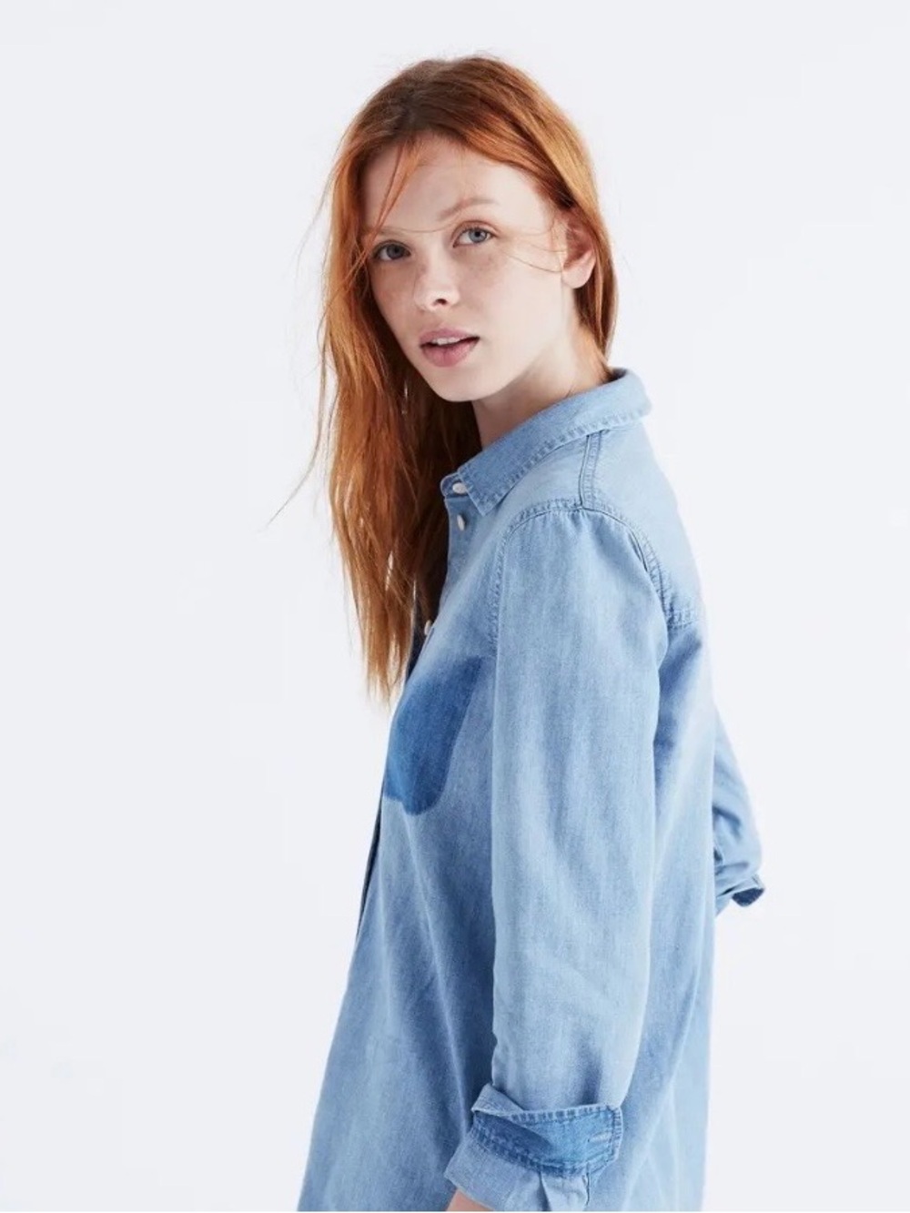 Madewell Denim Shrunken Ex-Boyfriend Shirt: Shadow-Pocket Edition Size XXS